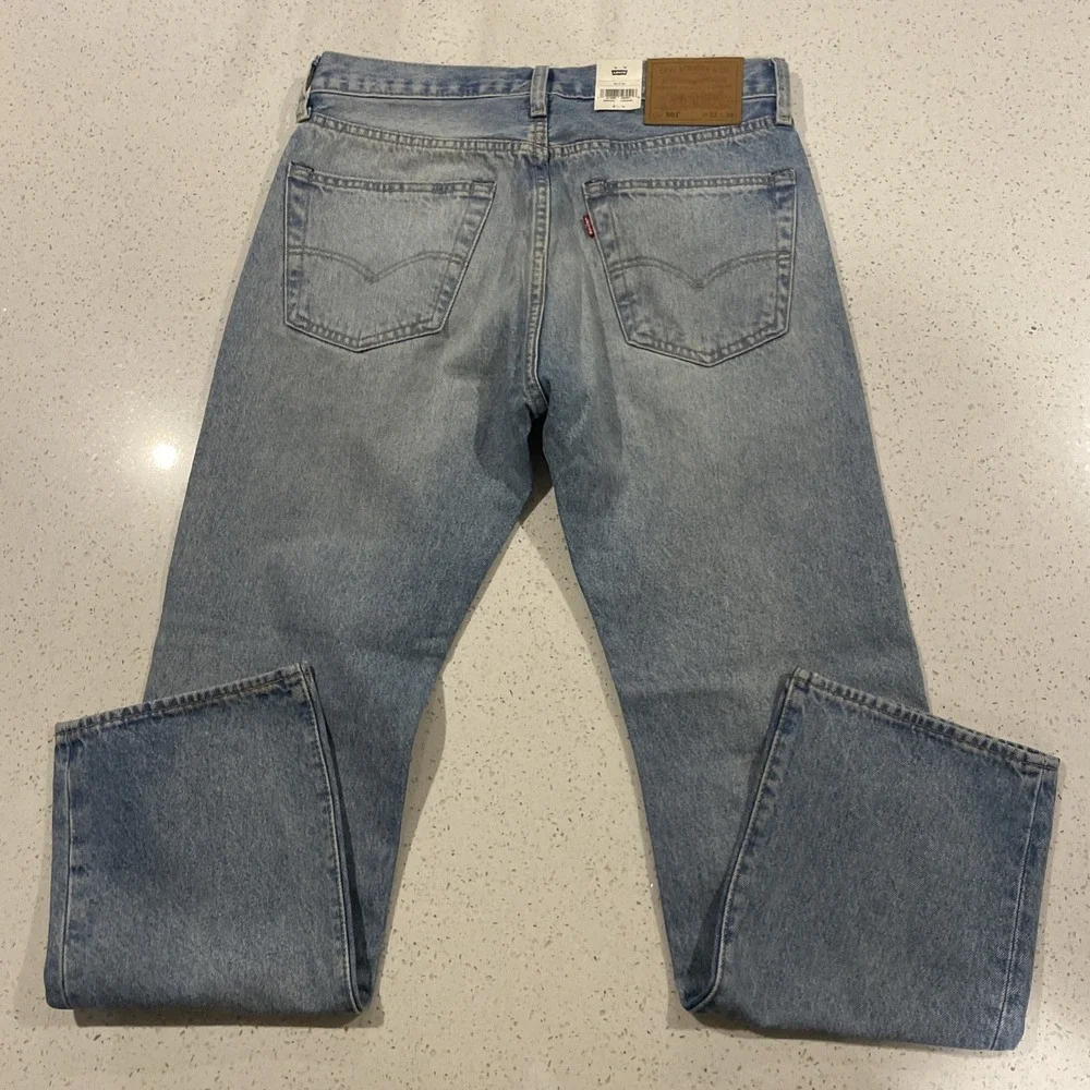 NWT LEVI'S PREMIUM 501 Good For You DESTRUCTED LIGHT BLUE DENIM JEANS Size 32x30